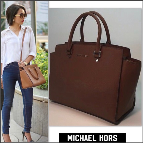 MICHAEL KORS SELMA BROWN LARGE ZIP TOTE - Picture 2 of 8
